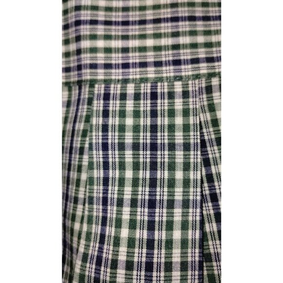 Arrow Wrinkle Free Blue/Green Plaid Button Up Short Sleeved Shirt (XLT) - Picture 4 of 5